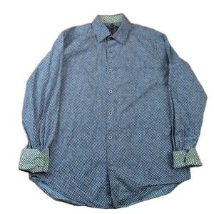 Robert Graham Plaid Button Up Long Sleeve Flip Cuff Dress Shirt Men Size Medium